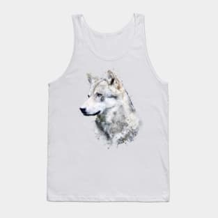 Dramabite Watercolor wolf wolves lover artsy artistic animal wildlife Tank Top